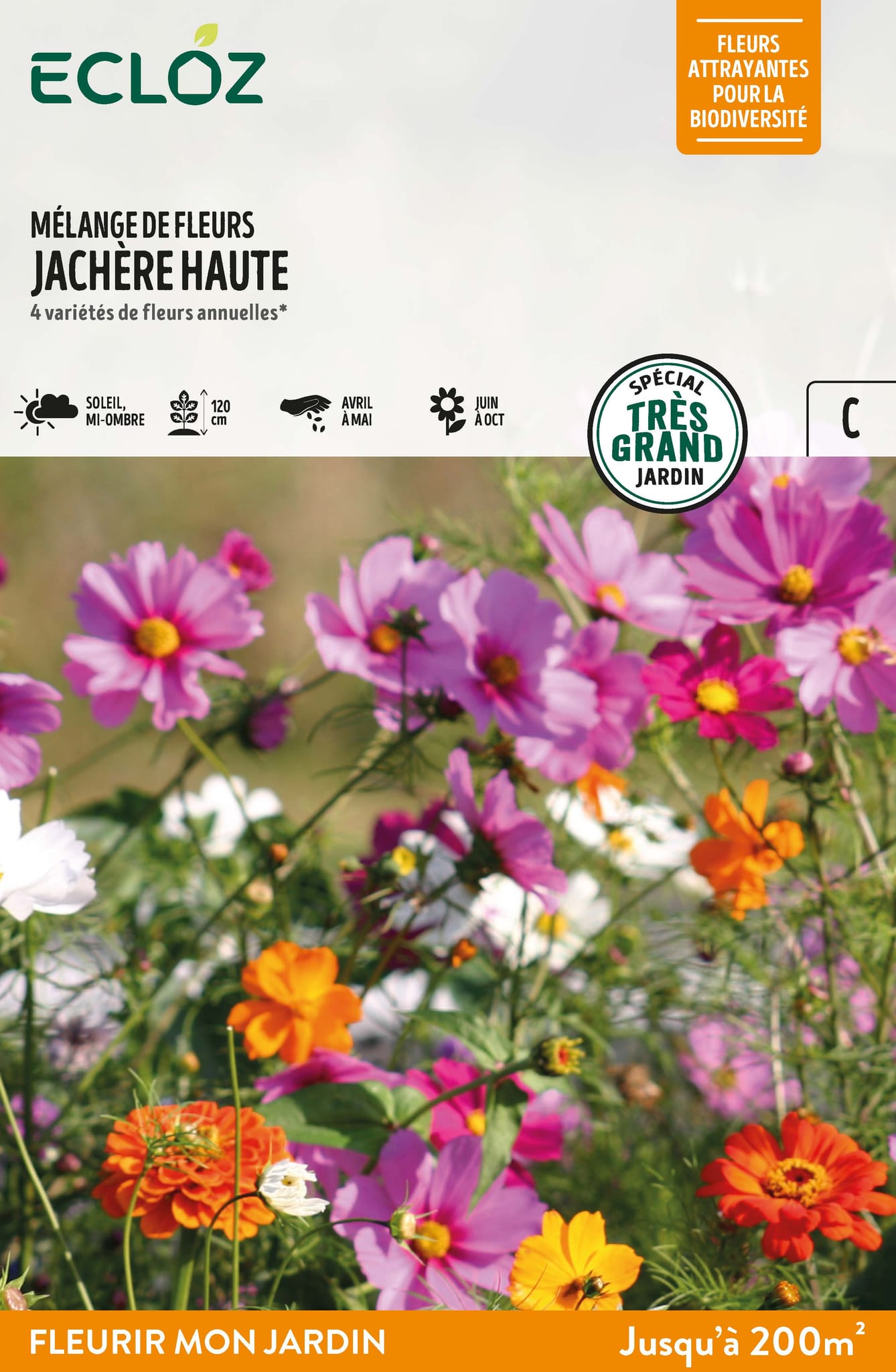 Semences mélange de fleurs jachère haute 200 m2 - ECLOZ