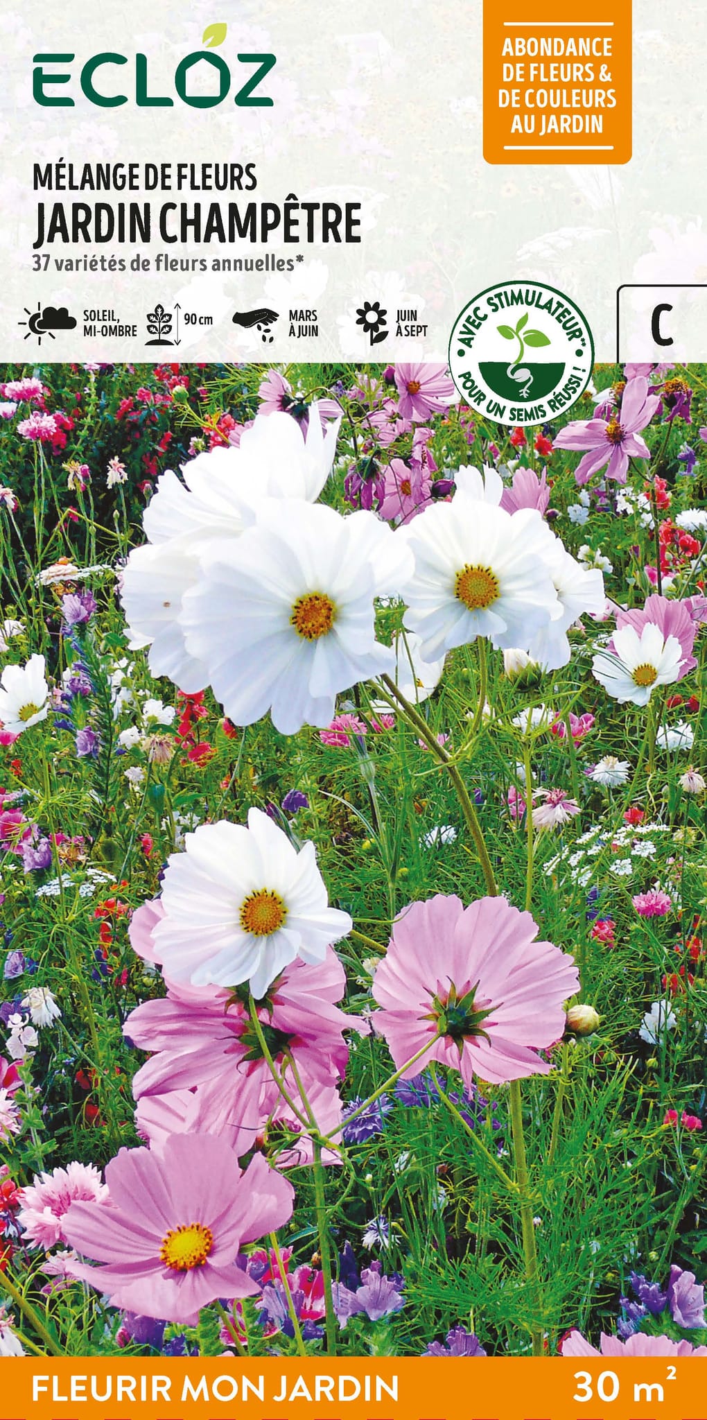 Semences mélange de fleurs jardin champêtre 30 m2 - ECLOZ