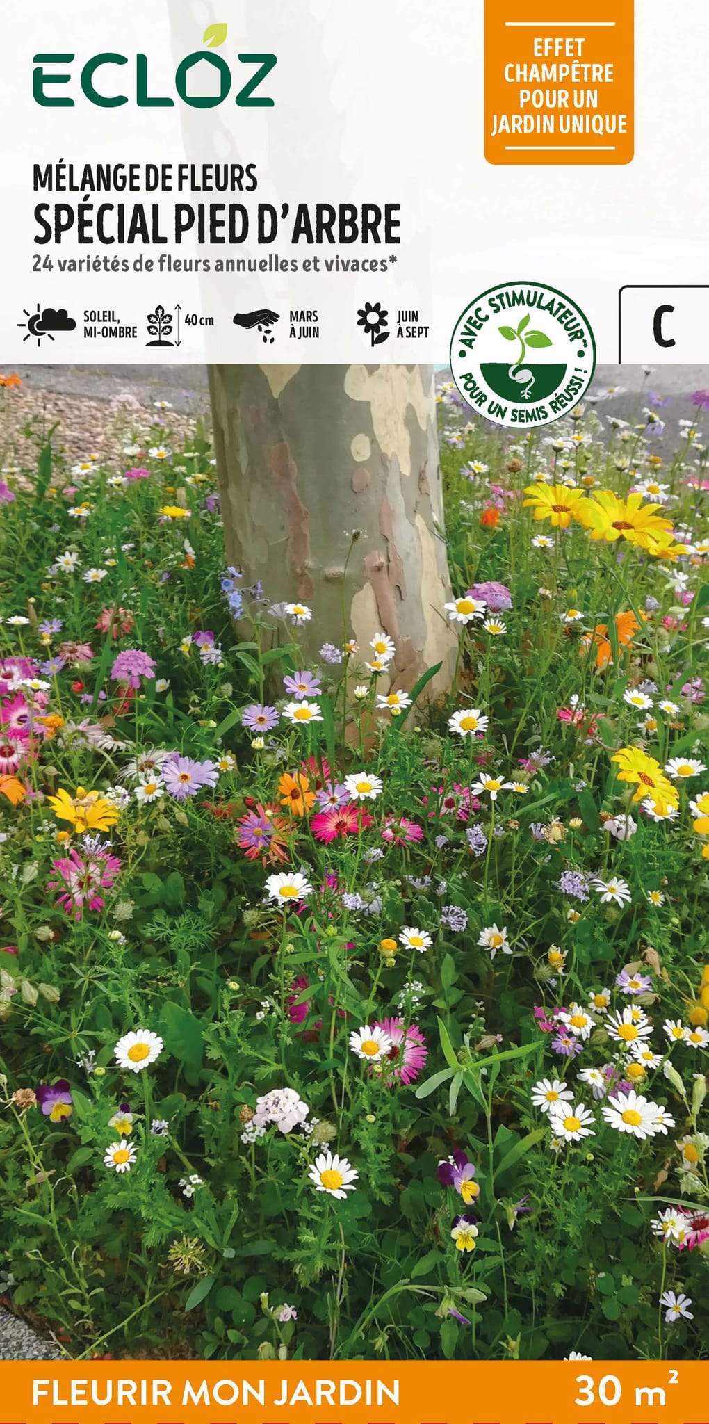 Semences mélange de fleurs spécial pied d'arbre 30 m2 - ECLOZ
