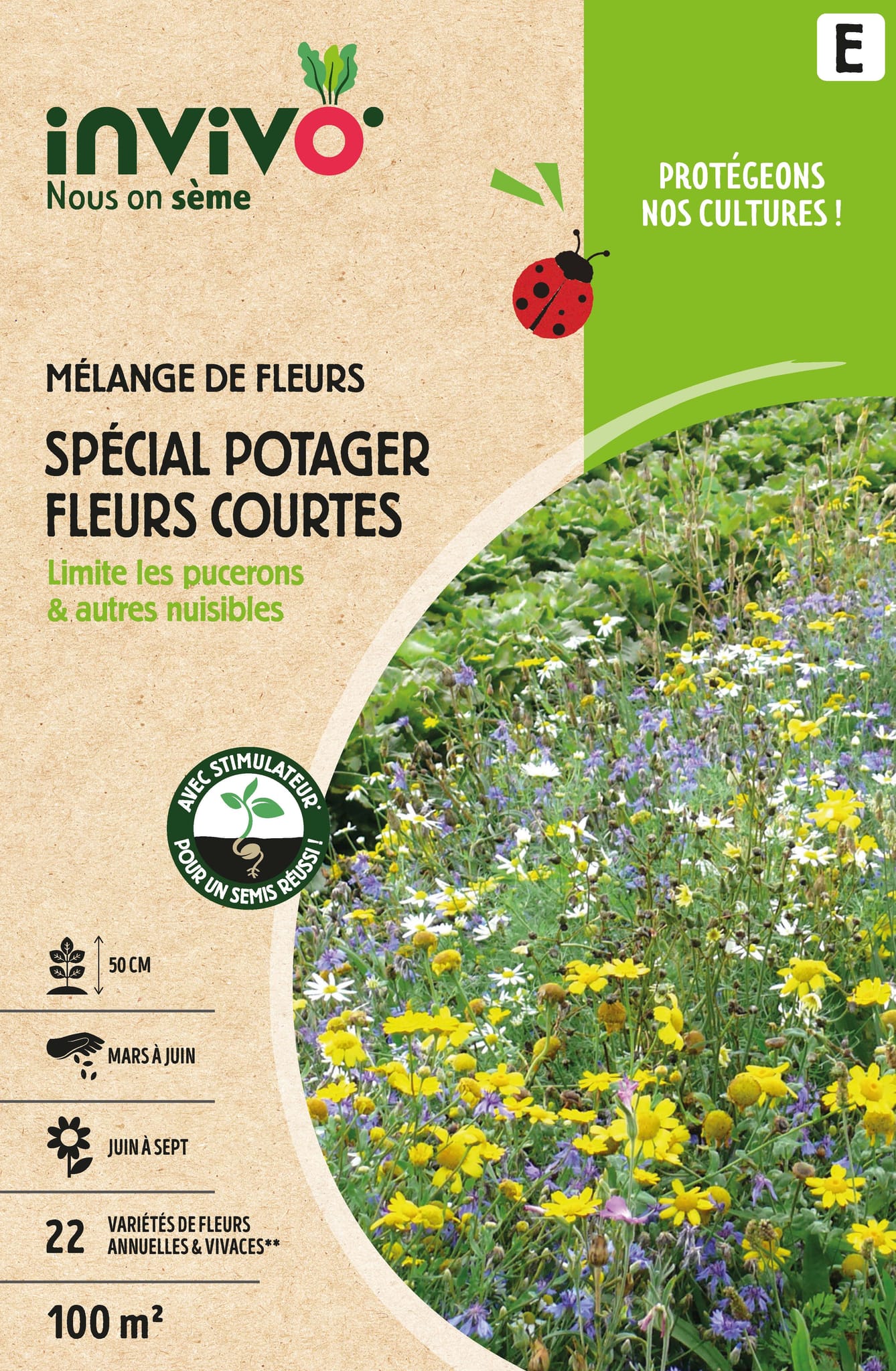 Semences mélange de fleurs spécial potager fleurs courtes 100 m2 - INVIVO Nous on sème