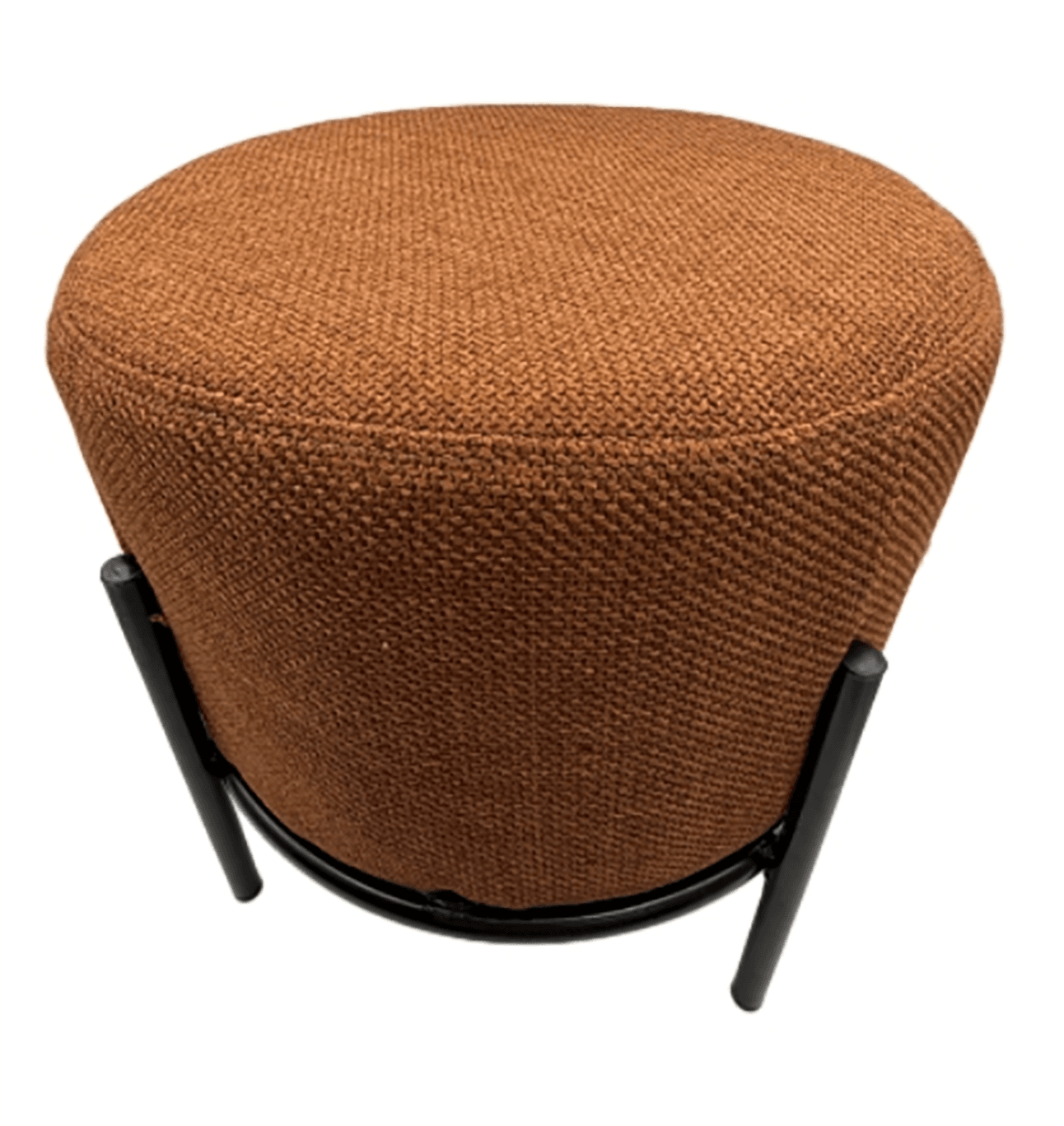 Pouf Repose-pieds En Velours Marron Avec Piètement Doré 32x40 Cm - Neuf