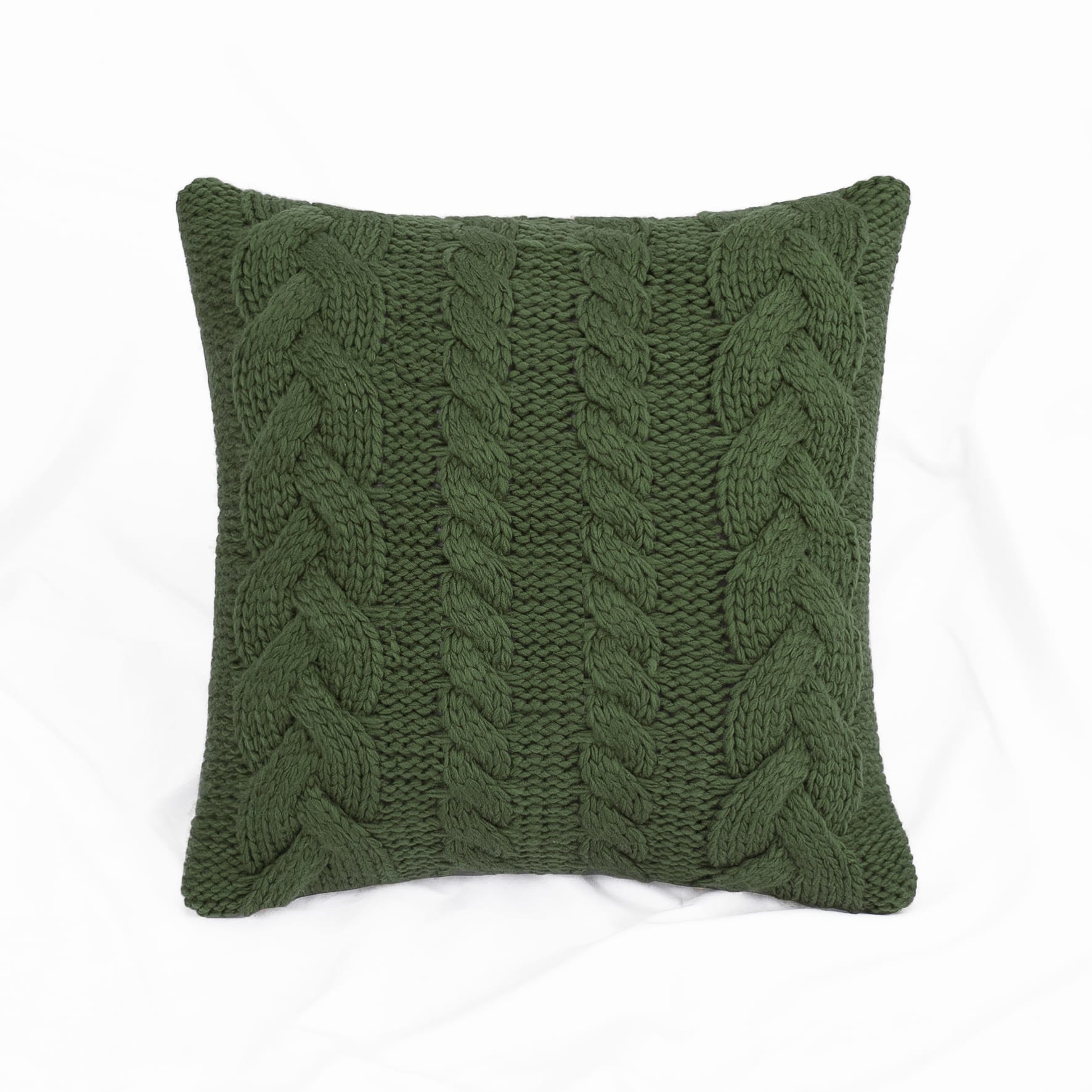 Coussin torsadé tricoté vert - ECLOZ