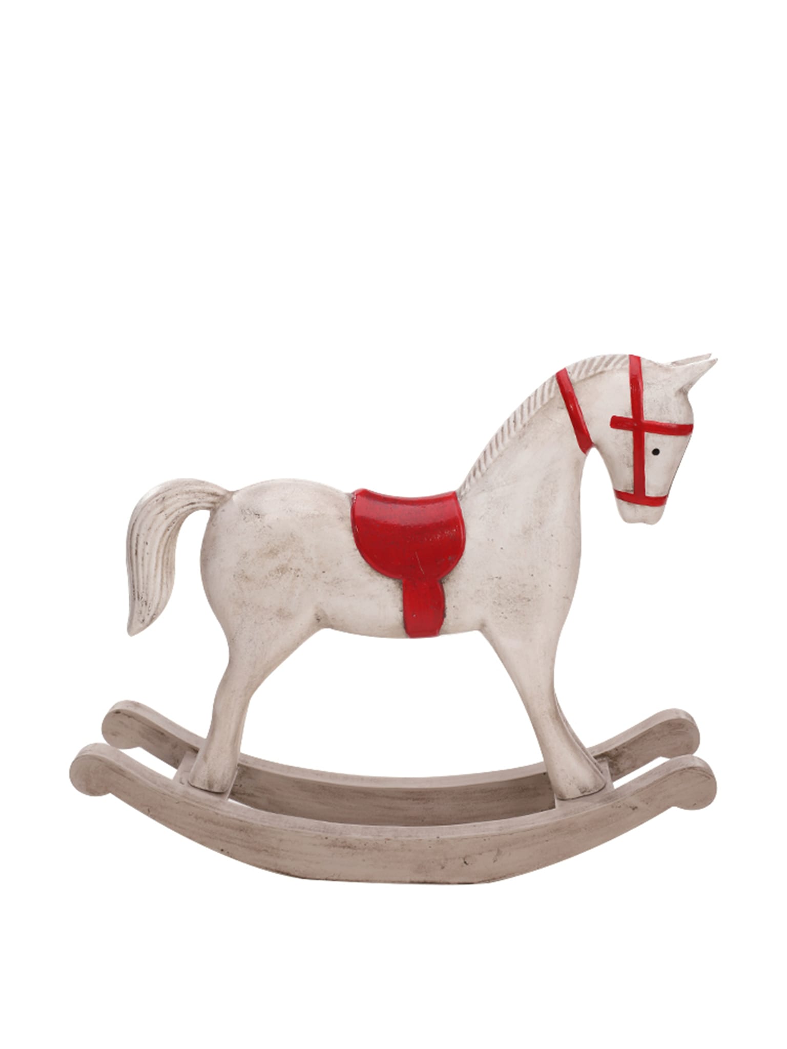 Décoration à poser cheval à bascule en bois blanc H. 31 cm - ECLOZ