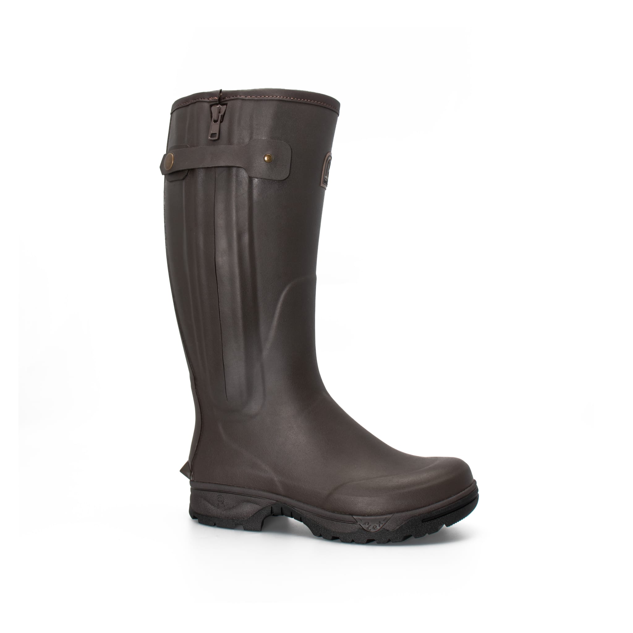 Botte en caoutchouc marron VENEUR NEO ZIP Taille 45- Rouchette