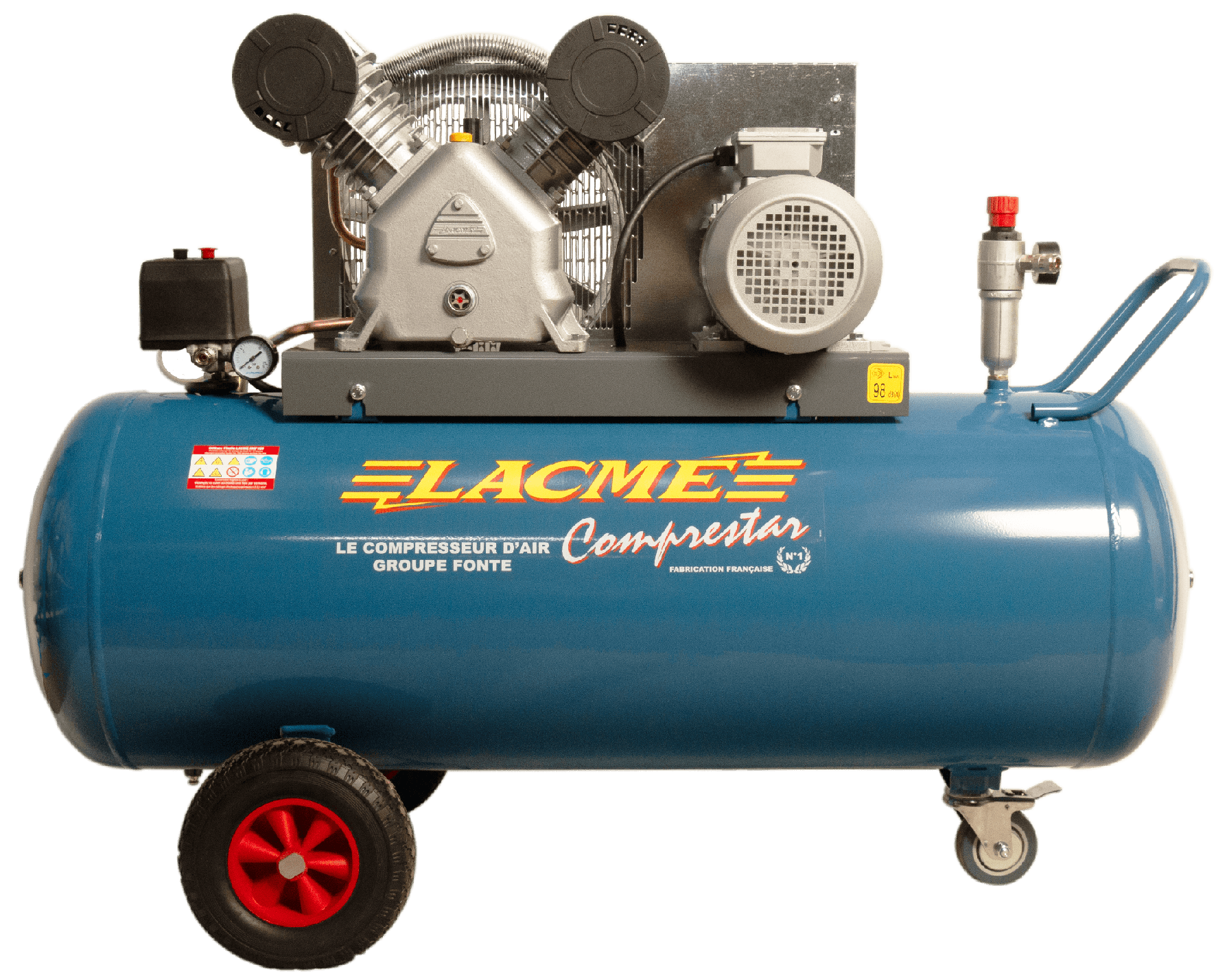 Compresseur mobile Comprestar 36V200T - 36 m³/h triphasé - 200 litres - 11 bar - LACMÉ