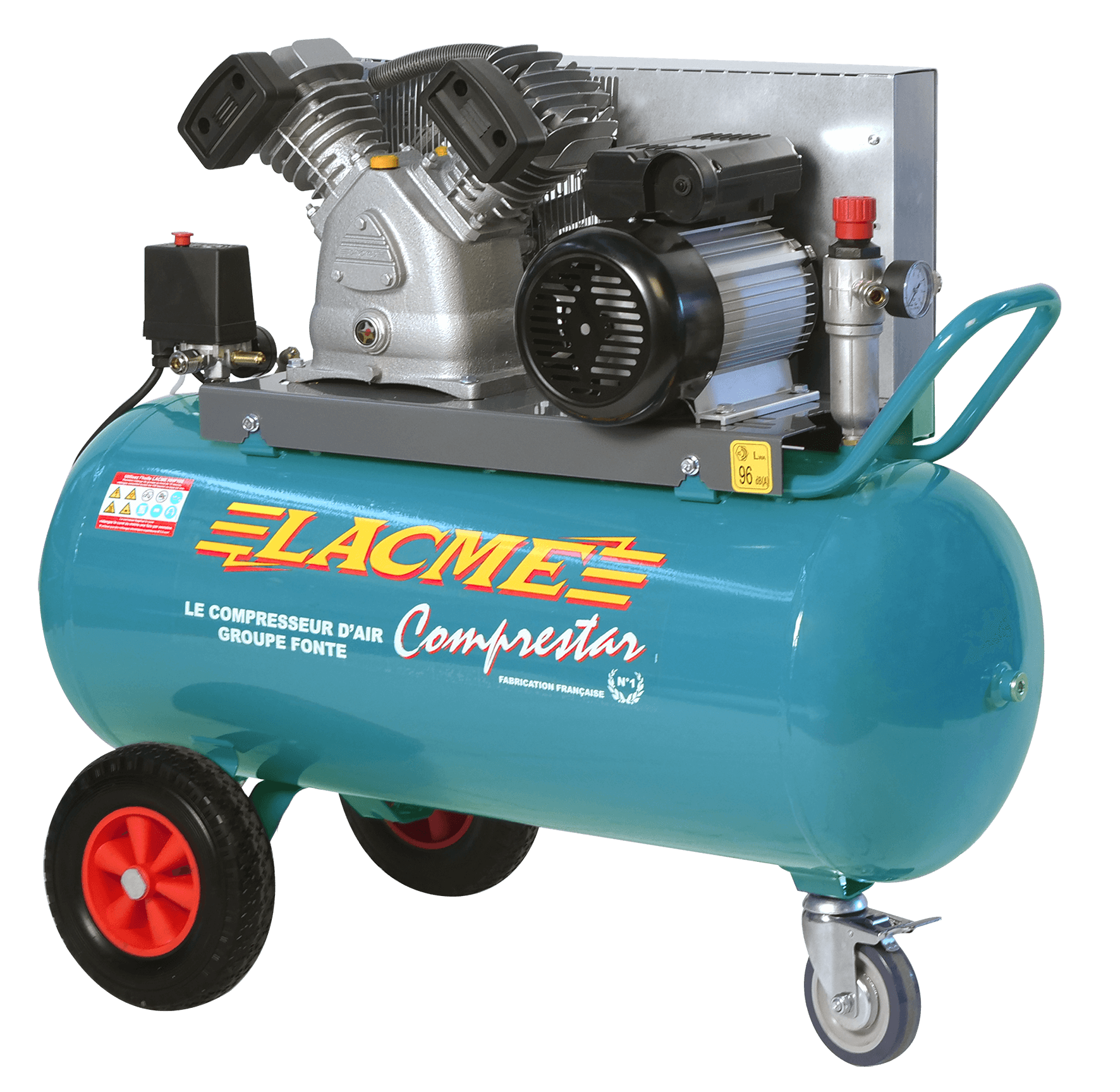 Compresseur mobile Comprestar 23V100M - 23m³/h monophasé - 100 litres - 11 bar - LACMÉ